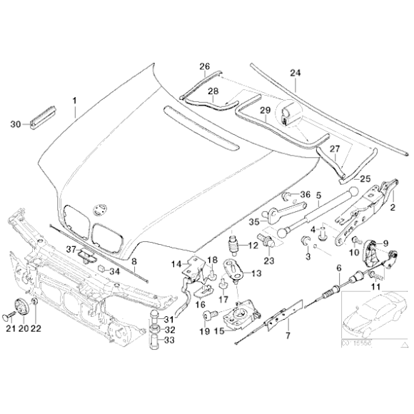 51238213028 Linka maski pokrywy silnika od kokpitu BMW E46 316 318 320 325 323 328 330 M3 - 51238213028 - Części oryginalne BMW Łódź | Sklep internetowy BMW