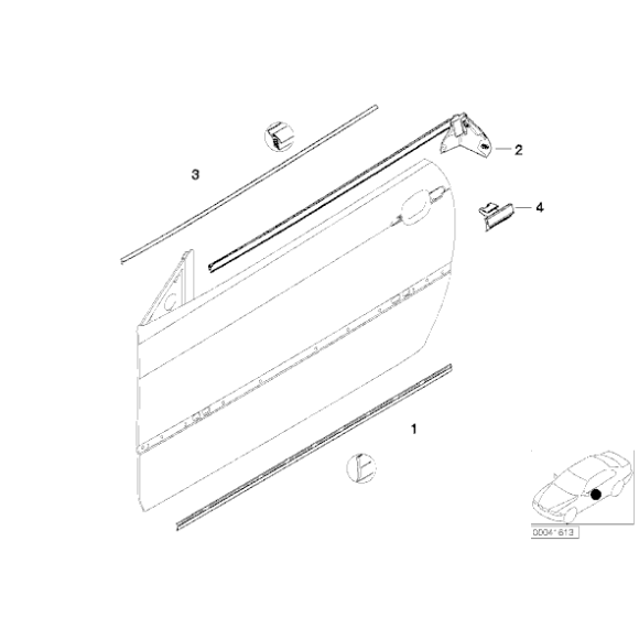 Listwa uszczelniająca zewnętrzna lewa BMW E46 Coupe Cabrio 316 318 320 323 325 328 330 M3 - 51328227625