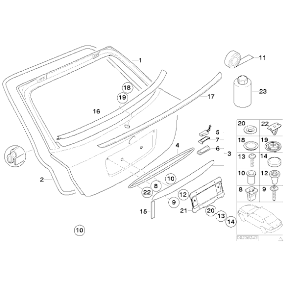 Płytka gumka przycisku otwierania klapy tył BMW E46 316 318 320 323 325 328 330 M3 - 51138236268