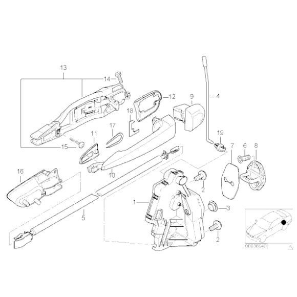 Pałąk uchwyt klamki gruntowany przód prawy BMW E46 316 318 320 323 325 328 330 M3 - 51218241398