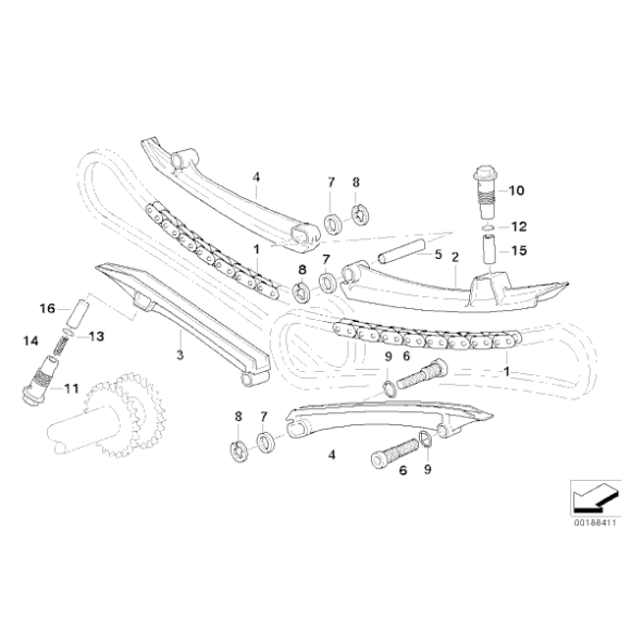 Sprężyna napinacza prawa BMW K25 K27 K28 K29 K30 R21 R22 - 11311341015