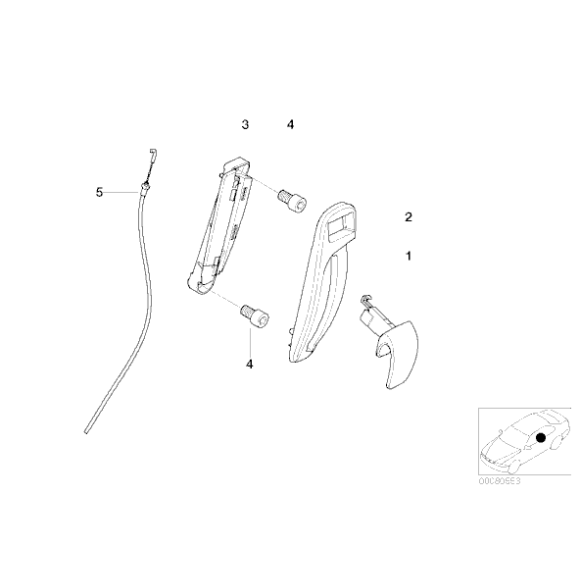 Rama dźwigni uchylania fotela lewa BMW E46 E64 Cabrio - 52108259663