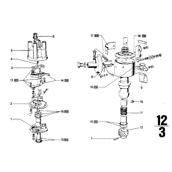 Rozdzielacz aparatu zapłonowego BMW 114 NK 1600 2002 2000 1500 1800 - 12111354504