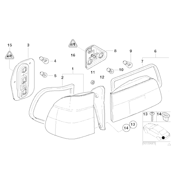 Panel żarówek prawy BMW E39 520d 520i 525d 525i 528i 530d 540i - 63218371326