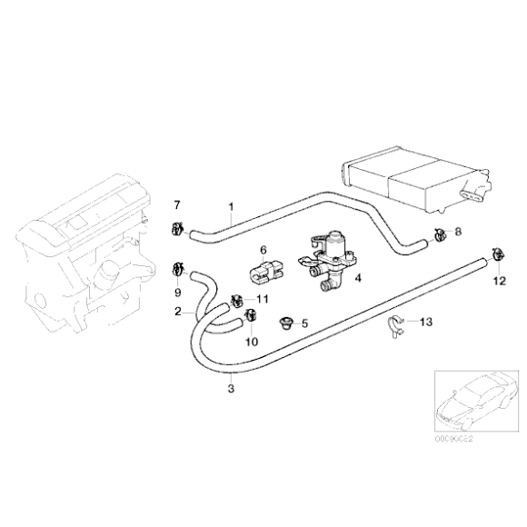 Przewód wody silnik nagrzewnica BMW E36 Z3 1,8 1,9 M43 - 64218378610