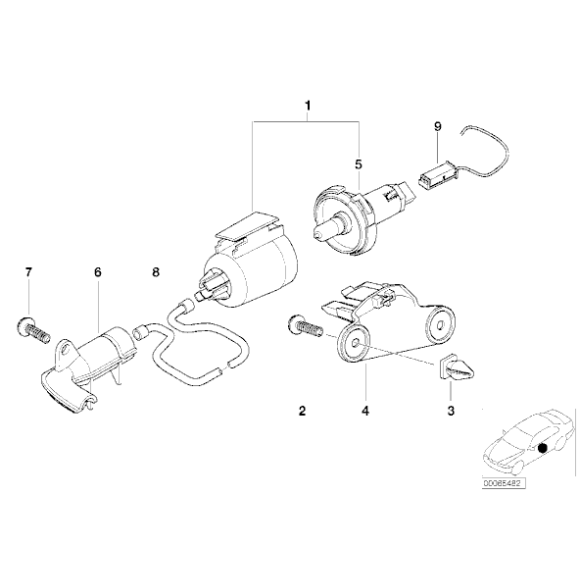 Światłowód uchwytu drzwi lewych BMW E38 725 728 730 735 740 750 - 63318380167