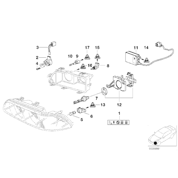 Uchwyt mocowanie sterownika świateł ksenonowych prawy BMW E39 520 523 528 530 535 540 M5 - 63128386556