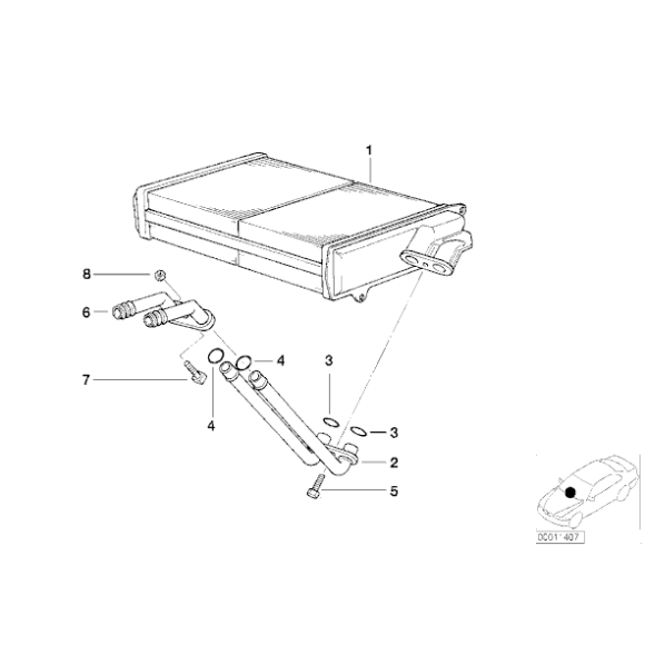 Rura podwójna z tworzywa do nagrzewnicy BMW E36 Compact 316i 318tds 318i M44 - 64118390248