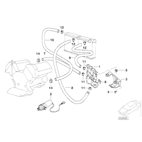 Przewód elastyczny chłodnicy nagrzewnica prawa BMW E38 730i 735i 740i- 64218391121