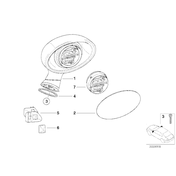 51168400298 Uszczelka lusterka prawa BMW Z3 1,9i 2,0i 2,5i 2,8i 3,0i M3 - 51168400298 - Części oryginalne BMW Łódź | Sklep internetowy BMW
