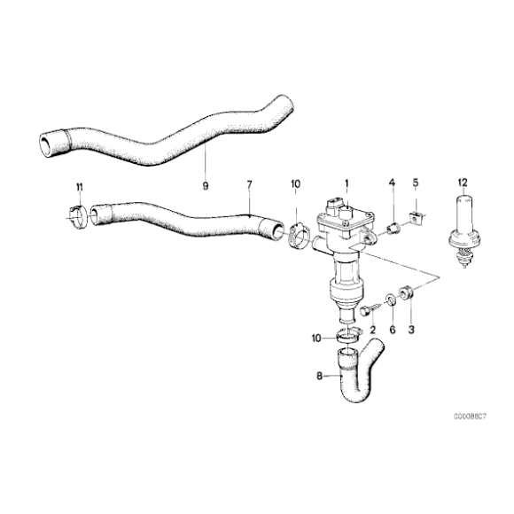 64211363470 Przewód elastyczny układu chłodzenia wlotowy BMW E23 E24 E28 728 732 733 735 745 - 64211363470 - Części oryginalne BMW Łódź | Sklep internetowy BMW