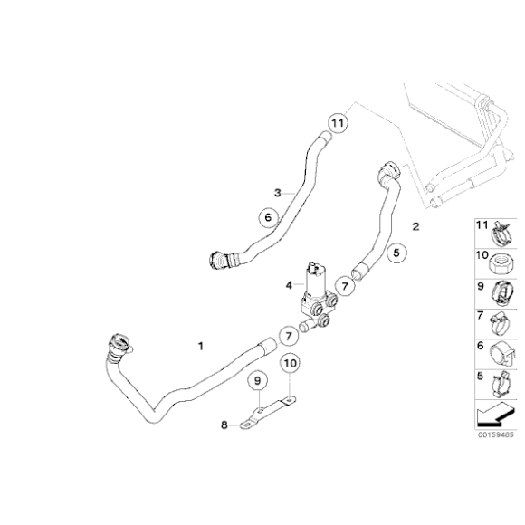 Przewód ukł. chłodzenia powrotny chłodnica/silnik BMW E81 E82 E84 X1 E87N E90 E91 E92 E93 - 64219129594