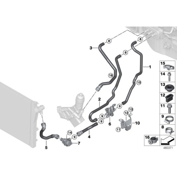 Dodatkowa pompa wody BMW E70 E71 F15 F16 3,0d 3,5d 4,8i 25d 30d 40d M50d - 64119197085