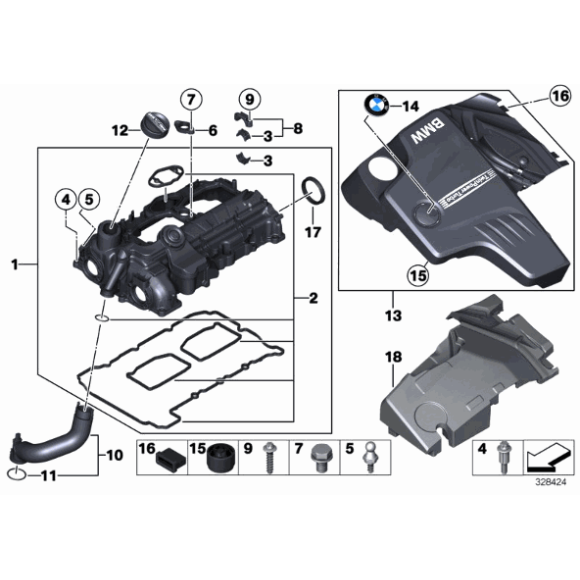 Przewód odpowietrzający pokrywy BMW E84 F07 F10 F11 F15 F16 F20 F21 F26 F25 F30 F31 F34 F36 - 11127588417