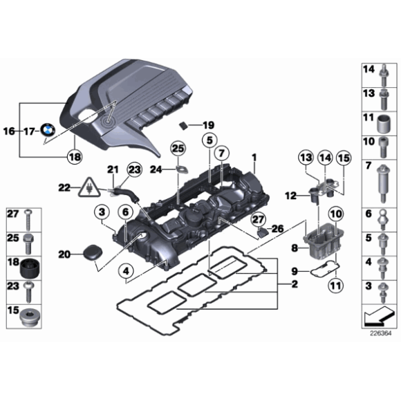 Tulejka BMW E46 E60 E70 E83 E90 F01 F10 F12 F15 F20 F30 F45 F48 MINI G01 G20 G30 - 11127606504