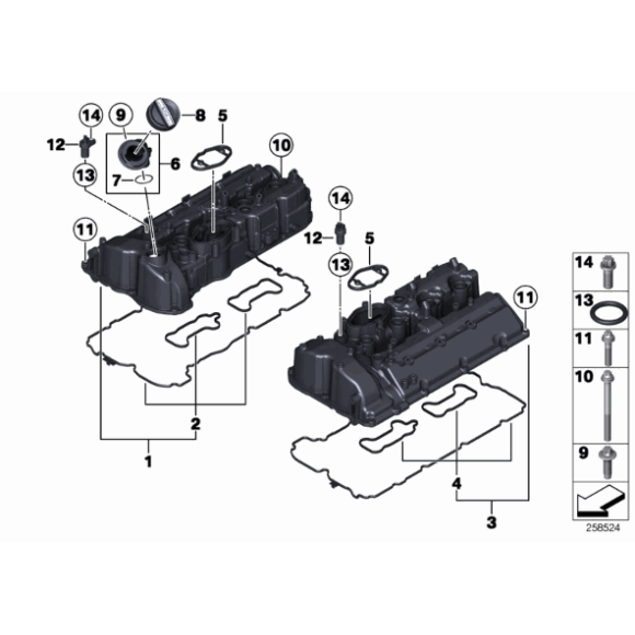 Uszczelka pokrywy zaworów BMW F01N F06 F07 F10 F11 F12 F13 F15 F16 650i M6 550I M5 750i - 11127614700