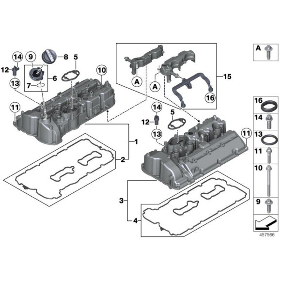 Uszczelka pokrywy zaworów BMW F01N F06 F07 F10 F11 F12 F13 F15 F16 650i M6 550I M5 750i - 11127614700