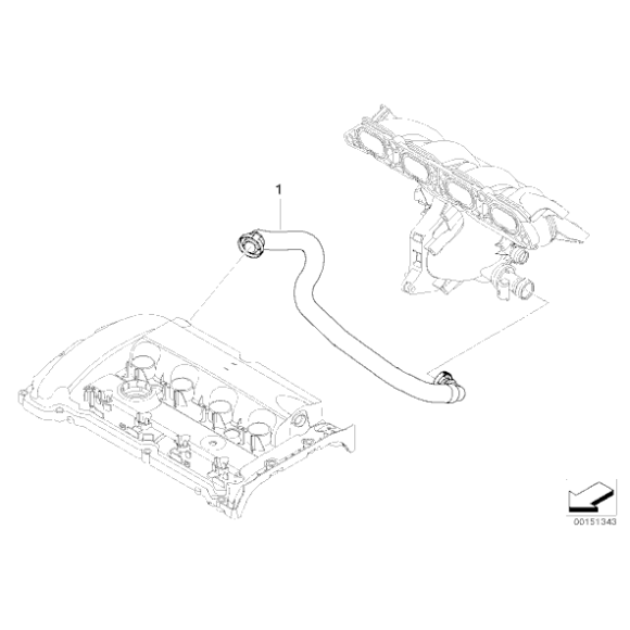 Przewód elastyczny odpowietrzający MINI R55 R56 R57 R58 R59 Cooper - 11157605186
