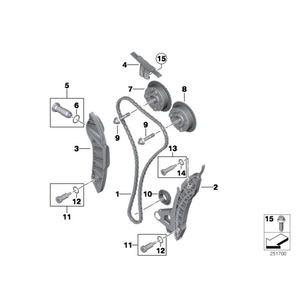Napinacz łańcucha rozrządu BMW F20 F21 F30 F31 MINI R55 R56 R57 R58 R59 R60 R61 114 116 118 316 320 - 11317607551