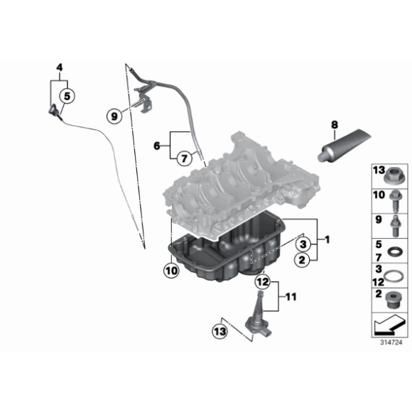 Miarka poziomu oleju BMW F20 F21 F30 F31 114 116 118 316 320 - 11437600470