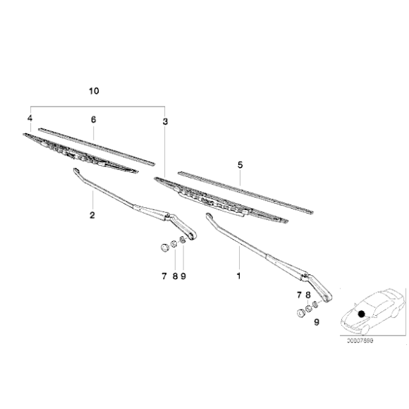 Gumka wycieraczki przód BMW E28 E30 E36 Compact 535i M5 316 318 320 323 325 318ti 323ti - 61611372747