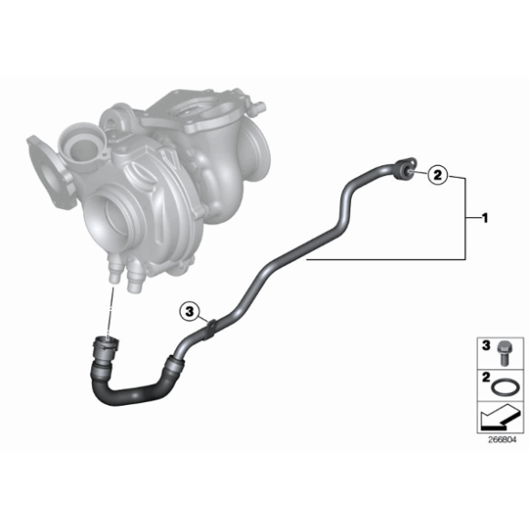 Przewód  dopływu płynu chłodz. turbosprężarki BMW E84 F10 F11 F20 F21 F30 F31 F33 F34 325d 425d 125d 525d 525dX - 11538507251