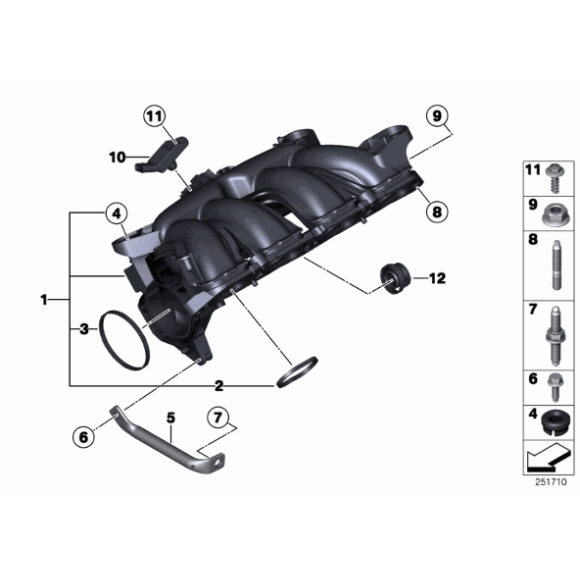 Tuleja gumowa kol. ssącego BMW F20 F21 F30 F31 MINI R55 R56 R57 R58 R59 R60 - 11617593928