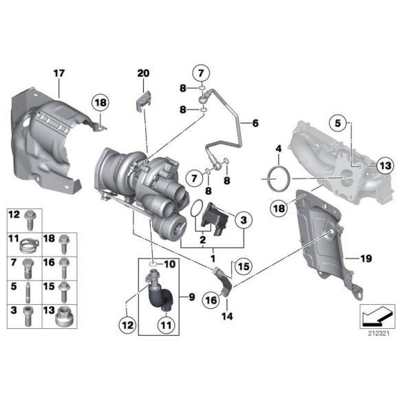 11657605340 Śruba dwustronna turbosprężarki MINI R55 R56 R57 R58 R59 R60 R61 - 11657605340 - Części oryginalne BMW Łódź | Sklep internetowy BMW