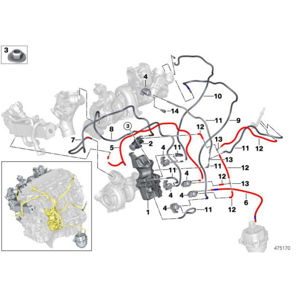Przetwornik ciśnienia turbosprężarki BMW E60N 535d E63 635d E70 X5 E71 E81 123d X3 X4 E87 E90 335d F01 740d F10 525d 640d 125d F