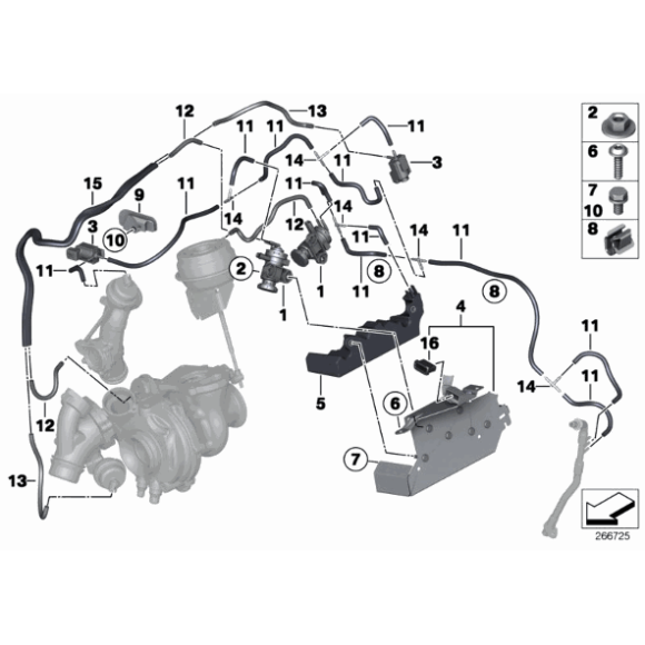 11658515511 Uchwyt turbosprężarki BMW E84 F10 F15 F20 F11 F21 F30 F32 F34 F33 F22 125d 225d 325d 425d 525d 525dX 25dX - 11658515511 - Części oryginalne BMW Łódź | Sklep internetowy BMW