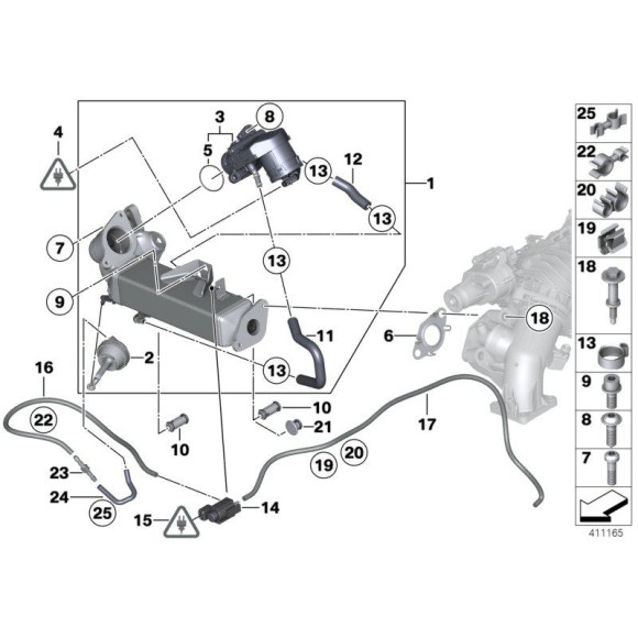 Zawór AGR EGR BMW E60N E70N E81 E83 E84 E90 F01 F07 F10 F12 F15 F20 F30 1,8d 2,0d 23d 25d 3,0d M50d 40d - 11717810871