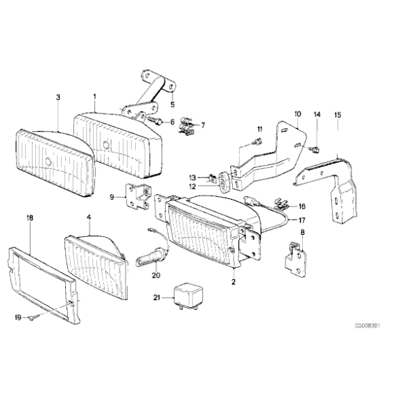 Uchwyt halogenu lewy BMW E24 635CSi M635CSi - 63171373325