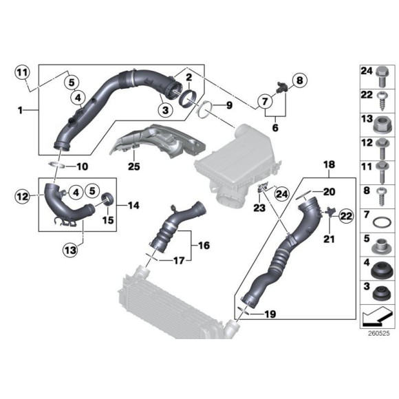 Przepływomierz BMW E70 E71 E84 E88 E90 E91 F01 F07 F10 F11 F12 F13 F15 F25 F26 - 13627593624