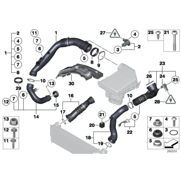 Przewód intercoolera prawy BMW F01N F06 F07 F10 F11 F12 F13 - 13717583728
