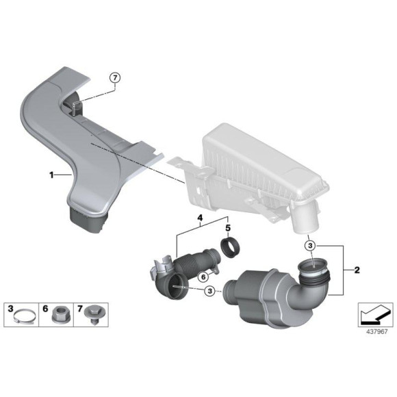 Przewód powietrza BMW E84 X1 F07 F10 F11 F15 F16 F20 F21 F30 F31 F33 F36 - 13717605638