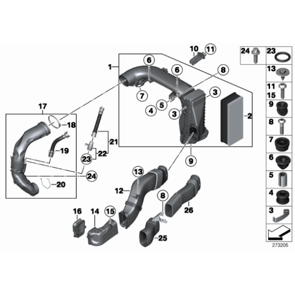 Przewód powietrza BMW F01N F06 F07 F10 F11 F12 F13 640d 535d 740d - 13718508171