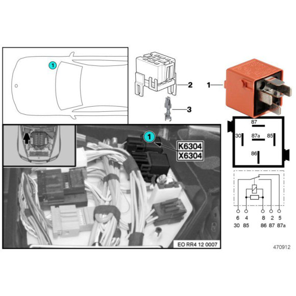Przekaźnik czerwony BMW E36 E38 E39 E46 E53 E60 E61 E63 E65 E81 E83 E84 E87 E90 E91 F01 F12 F23 F33 - 12631742690