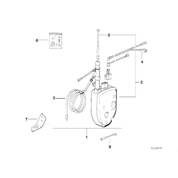 Antena automatyczna wsuwana tył BMW E30 316 318 320 323 324 325 - 65221381333