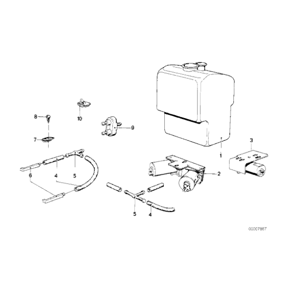 Zbiornik płynu spryskiwacza reflektorów BMW E24 628CSi 635CSi M635CSi produkowane od 06.1987r - 61661381544