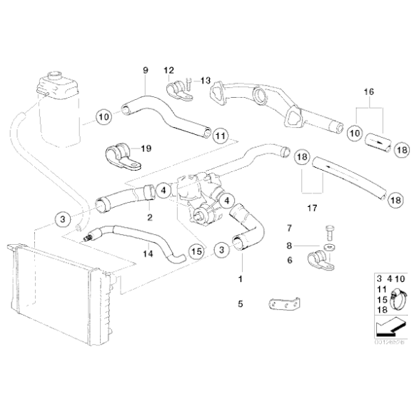 Przewód elastyczny układu chłodzenia wlotowy BMW E31 850Ci 850SCi M70 M73 - 64211383350