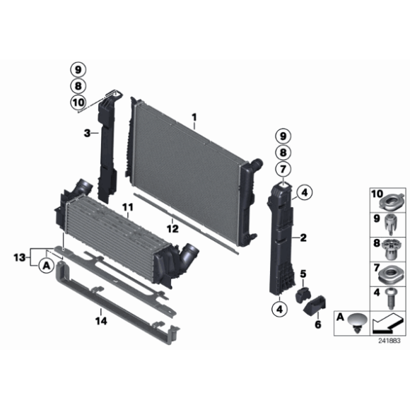 Kanał powietrza mocowanie chłodnicy intercoolera BMW F25 F26 X3 X4  - 17117593852