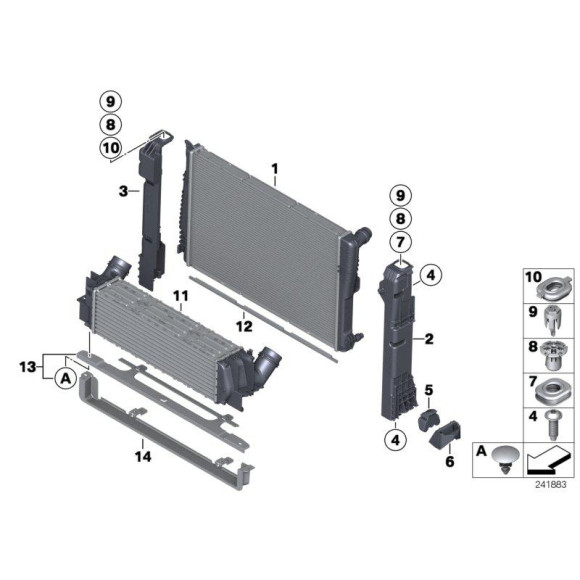 Kanał powietrza mocowanie chłodnicy intercoolera BMW F25 F26 X3 X4  - 17117593852