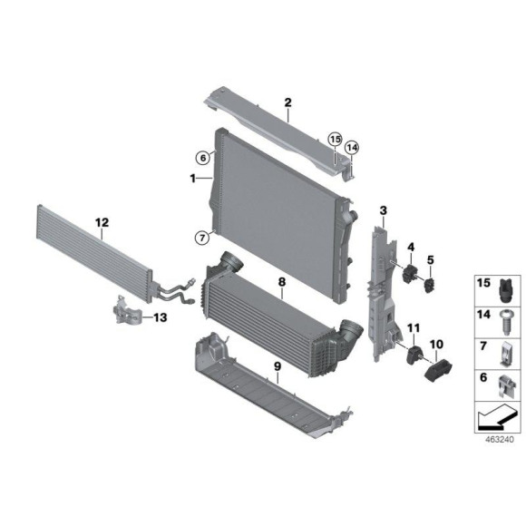 Mocowanie łożysko chłodnicy BMW E70 E71 F15 F16 X5 X6 - 17117598791