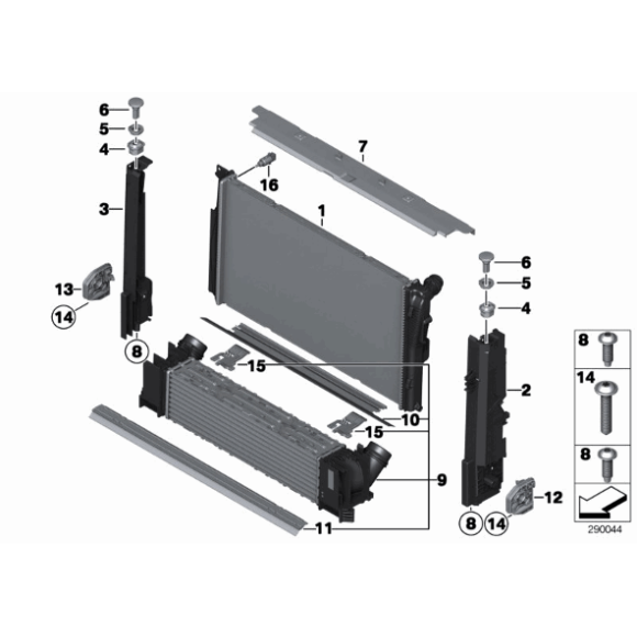 Chłodnica wody BMW F20 F21 F30 F31 F32 F34 F22 114 116 118 120 316 318 320 - 17117600511