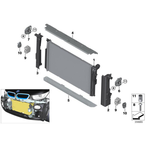 Chłodnica wody BMW F20 F21 F30 F31 F32 F34 F22 114 116 118 120 316 318 320 - 17117600511