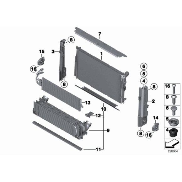 Podstawa modułu mocowanie chłodnicy lewe BMW F20 F21 F22 F23 F30 F31 F32 F33 F34 F36 F87 - 17117600536