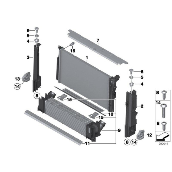 Podstawa modułu mocowanie chłodnicy prawe BMW F20 F21 F22 F23 F30 F31 F32 F33 F34 F36 F87 - 17117600537