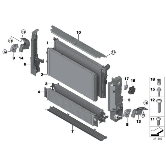Uszczelka chłodnicy górna BMW F20 F21 F22 F23 F30 F31 F32 F33 F34 F36 F87 - 17117600543