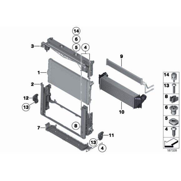 Chłodnica wody BMW F01 F06 F07 F10 F11 F12 F13 640d 518d 520d 525d 530d 535d 730d 740d - 17118509175
