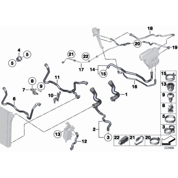 Przewód wody wąż górny BMW F01N F02N F10 F11 730i 523i 528i 530i N53 N52N - 17127578399